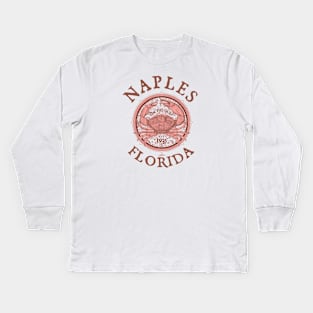 Naples, Florida, Stone Crab on Wind Rose Kids Long Sleeve T-Shirt